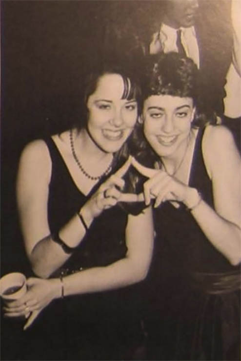 two young women attending a rush week party for greek life