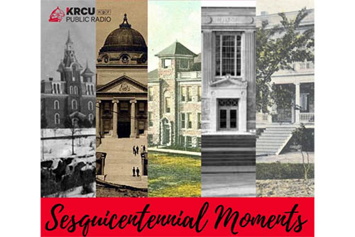 a collage of four old images of Southeast buildings with the text underneath 'sesquicentennial moments'