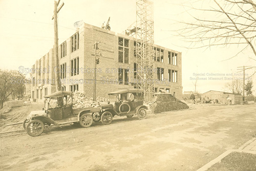 Photo of a building on campus being newly built.