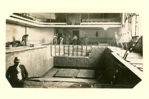 Photo of the pool built under Academic Hall in the 1930s