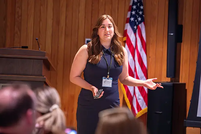 SEMO student leads bs in political science presentation at Student Research Conference in Missouri.
