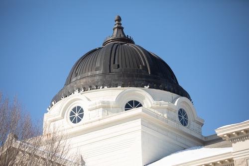 The dome of Academic Hall in winter.