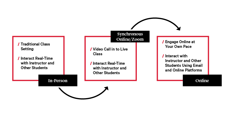 A visual representation of HyFlex options using boxes and arrows.