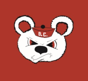 bell city logo featuring a cartoon bear in a hat