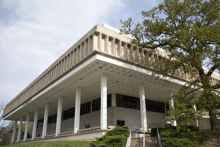 The exterior of the Scully Building. 