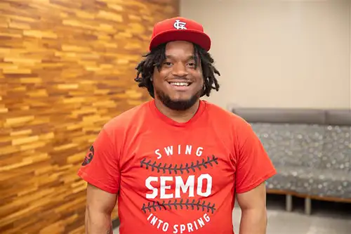 Lamar Gayfield, mass media major at SEMO smiles as he talks about faculty mentorship and support