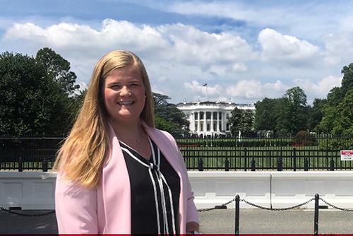 U.S. Congressional Intern, Erika Bone, in front of the White House.