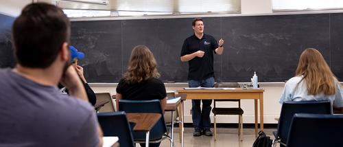 math and statistics degree students listen to Dr. Dan Daly teach Mathematics,