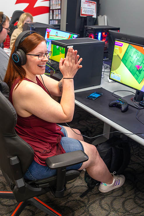 Students in the eSports Arena at Southeast focus as they use the gaming facility. 