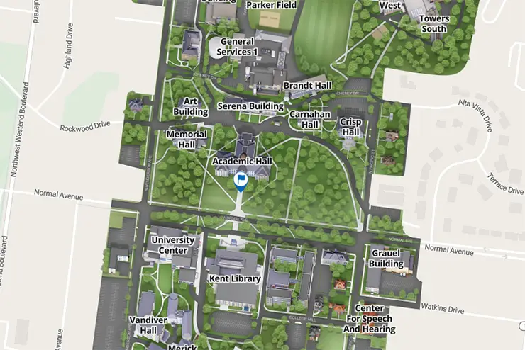 a screenshot of the campus map application