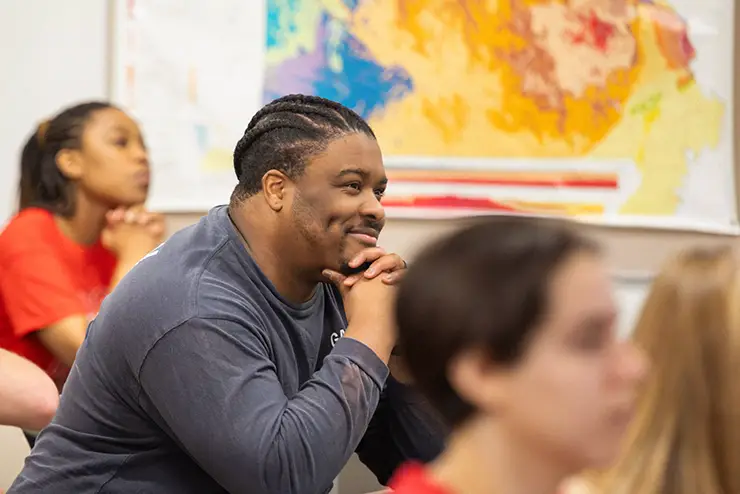 a SEMO student sits in class and listens to the instructor