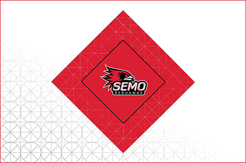 Graduation Cap Design that reads: "SEMO", accompanied with the Redhawk Logo.