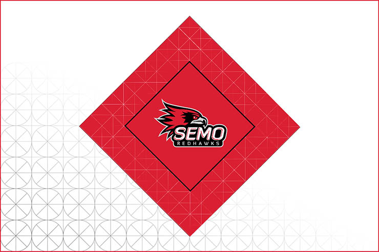 Graduation Cap Design that reads: "SEMO", accompanied with the Redhawk Logo.