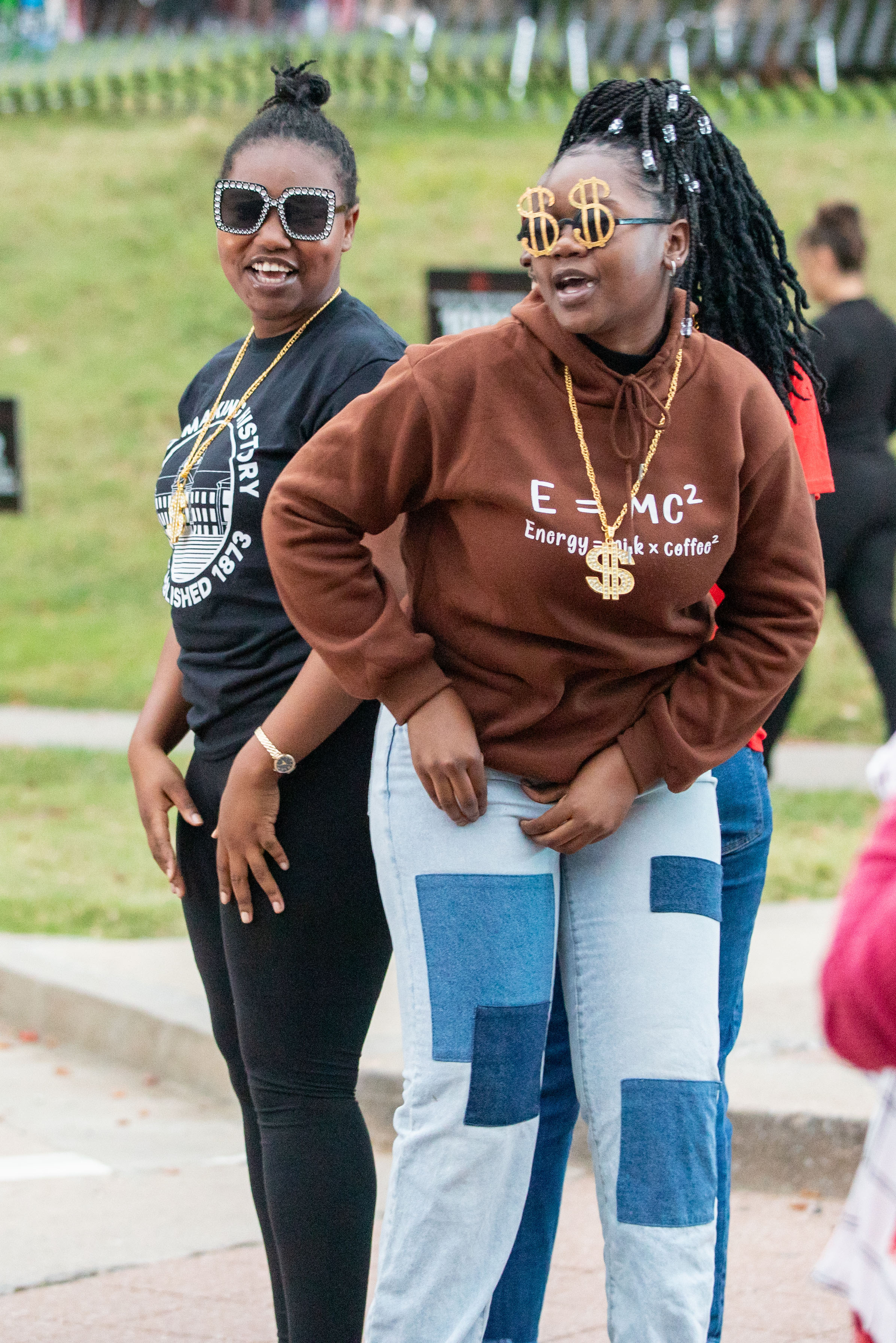 Two semo students pose during the block party.