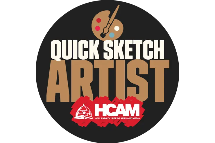 a button mockup with the words prestige without pretension and the HCAM logo