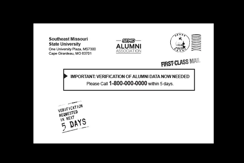 Front side of postcard sent to alumni
