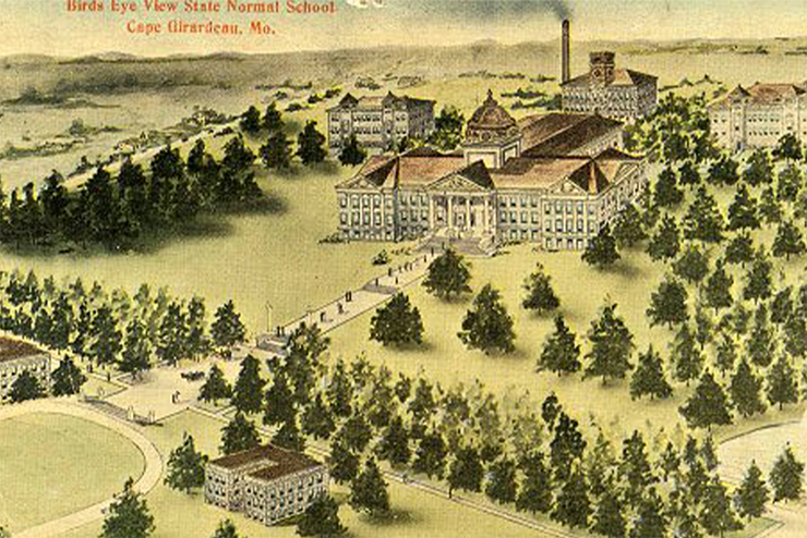 A special collection image of old SEMO from a bird's eye view