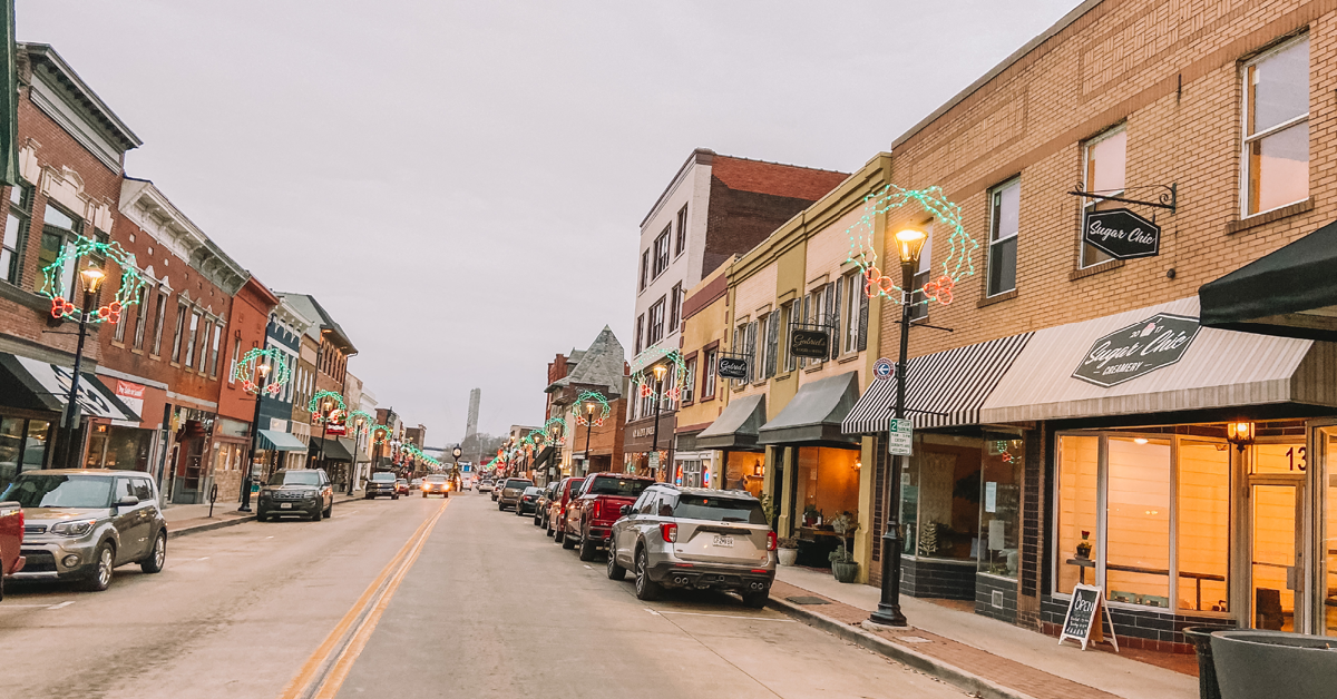 A busy Cape Girardeau downtown street.