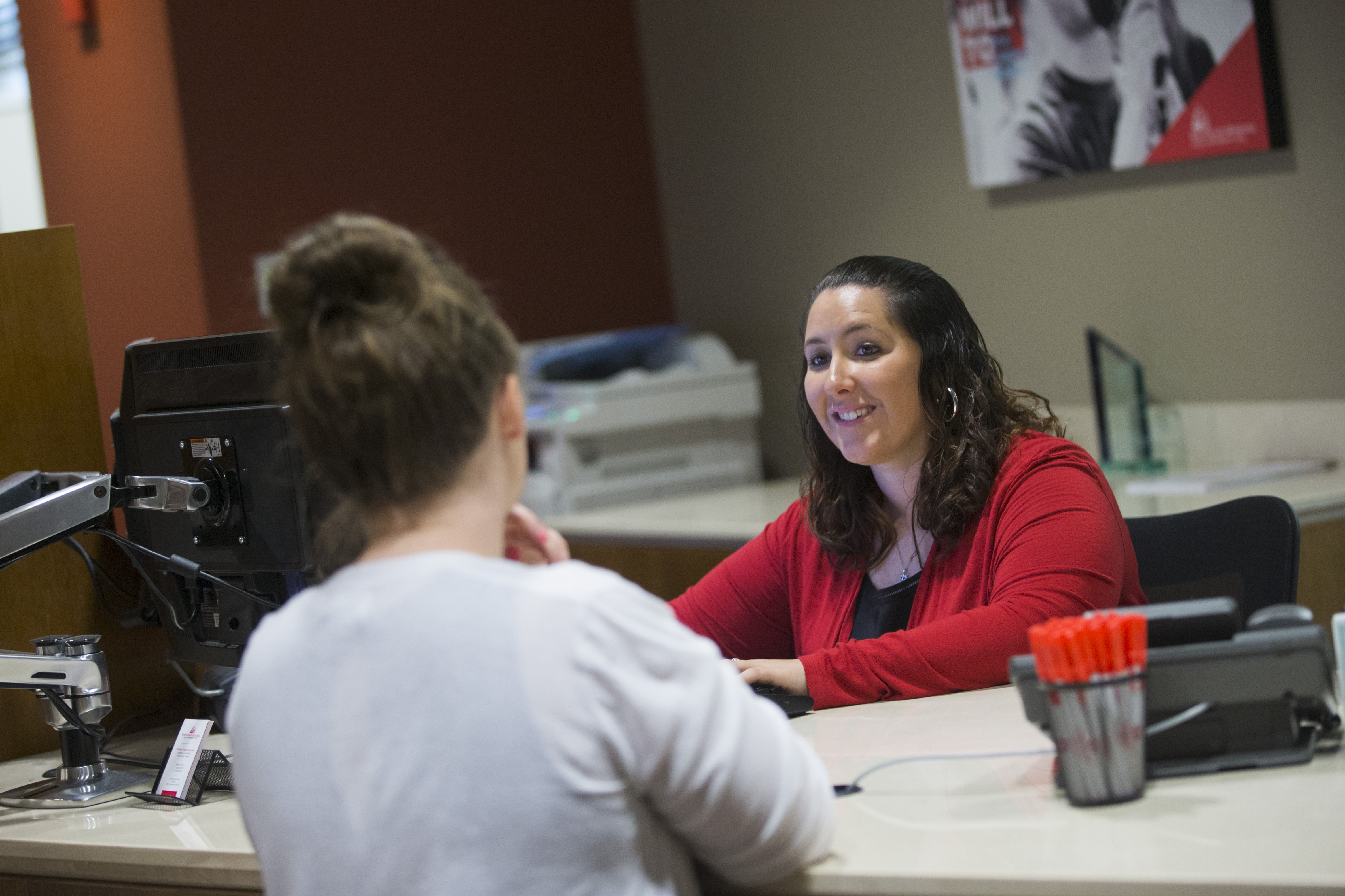 Financial services helping a student.