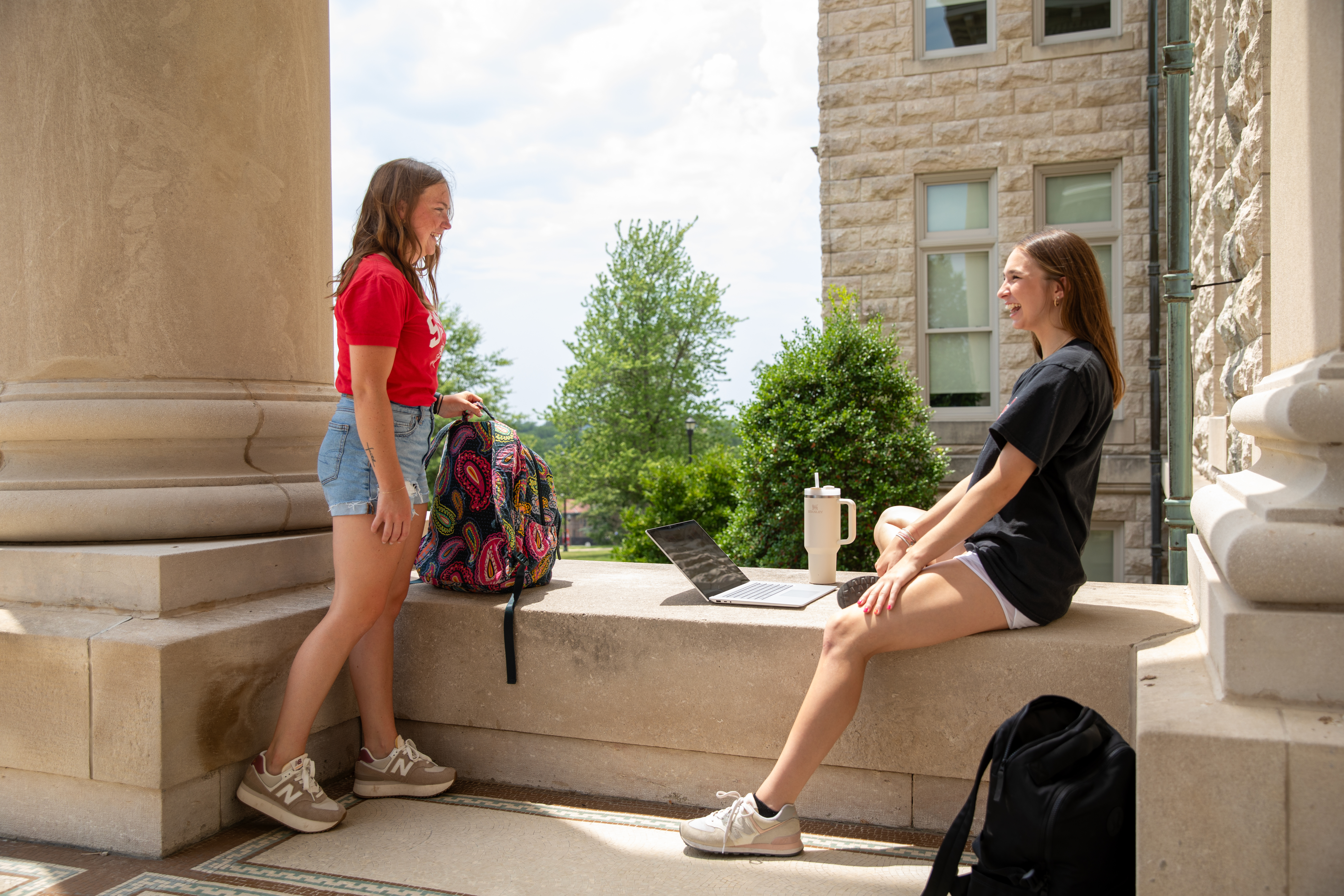 Two students meeting up to study