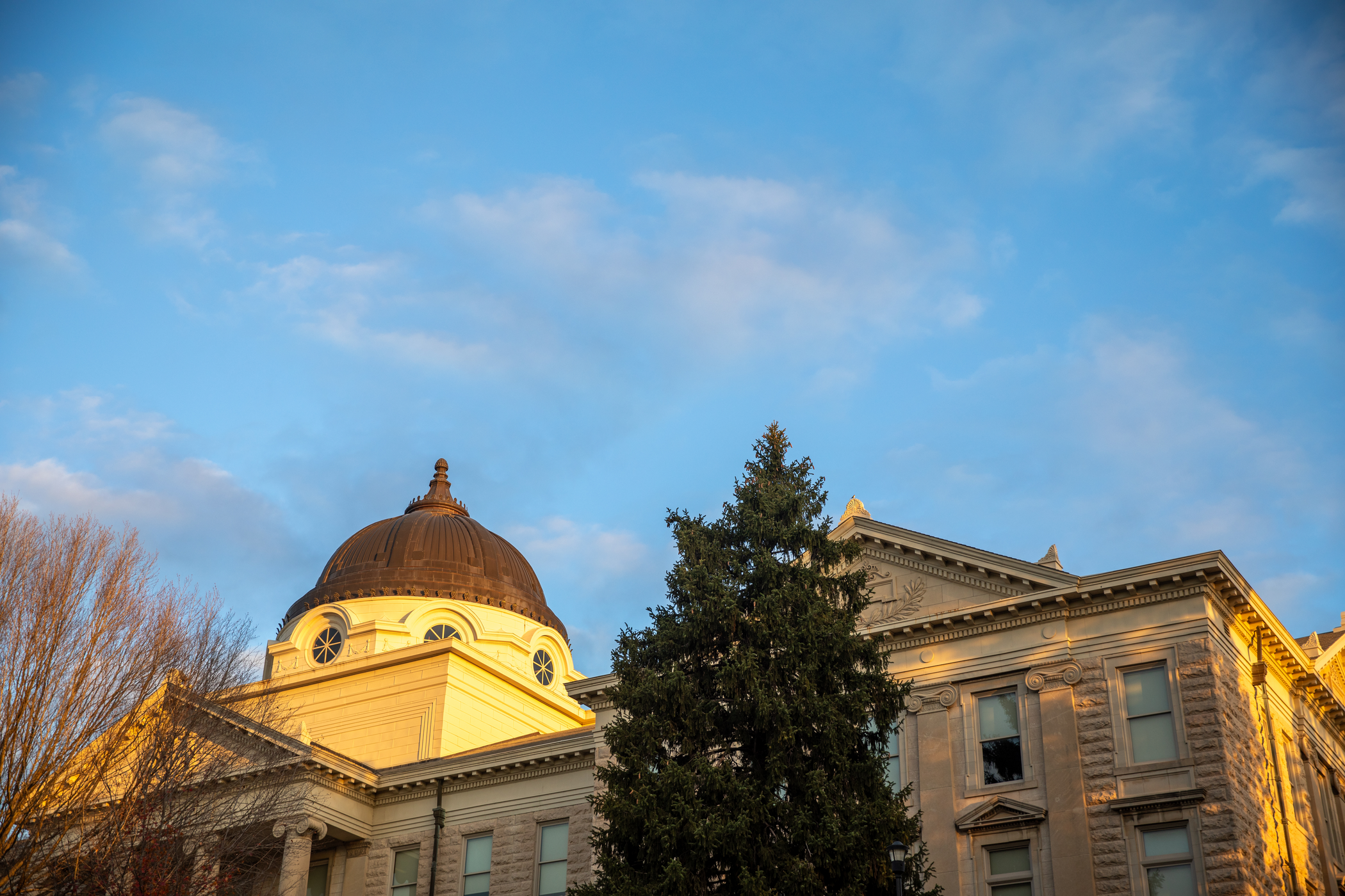 Academic Hall Dome with a clear blue sky 