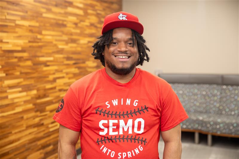 SEMO Mass Media major Lamar Gayfield smiles as he talks about student success.