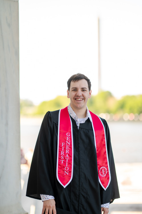 SEMO Online graduate Alex Kapp in his graduation gown. [vertical]