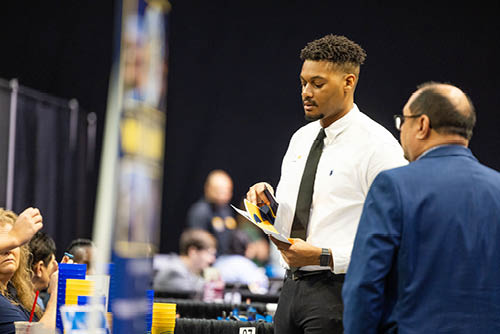 Students dress to impress using items borrowed from the Career Closet!