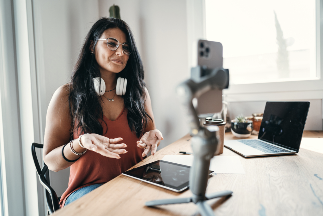 A TESOL degree student participating in an online class.