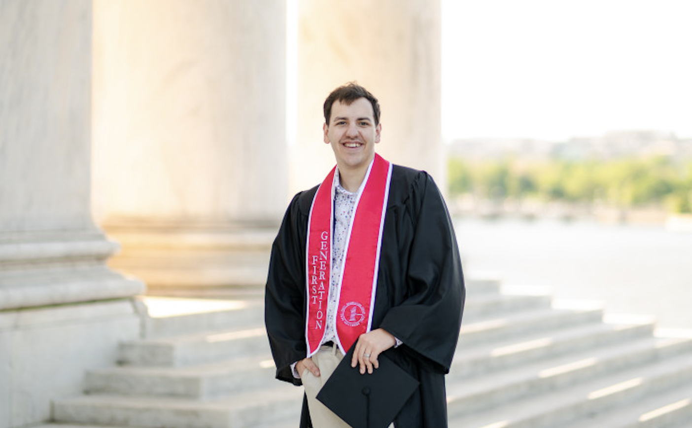 SEMO Online graduate Alex Kapp in his graduation gown. [horizontal]