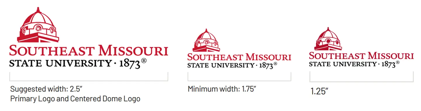 a visual representation of how to size SEMO's primary logo