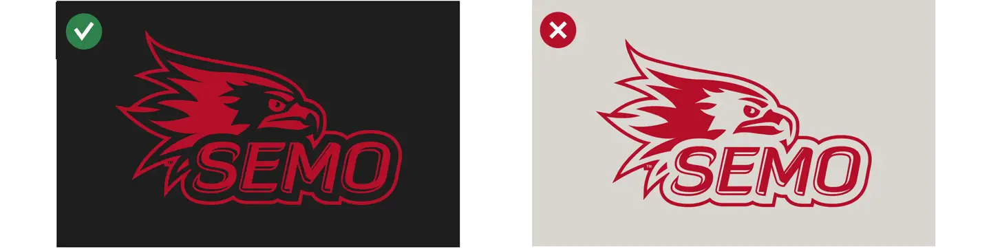 a visual representation of how to use the reversed red spirit logo