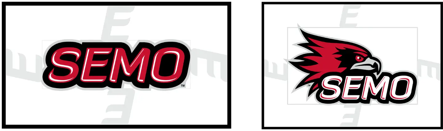 a visual example of the space need around the SEMO spirit logo
