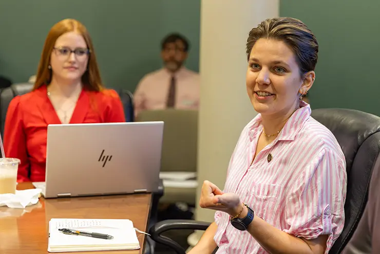 a SEMO student representative speaks at a board of government meeting