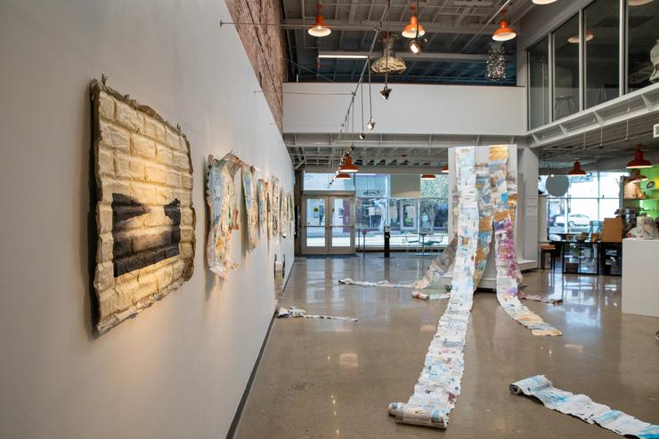 Student work on display at Catapult Creative House.