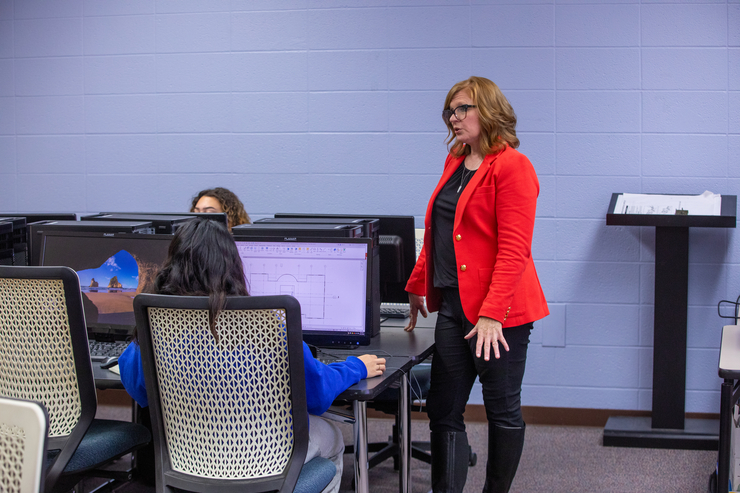 Southeast Missouri State University interior design students work on their finals. 