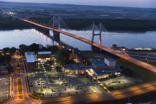 Nighttime aerial of River Campus at Southeast Missouri State University. 