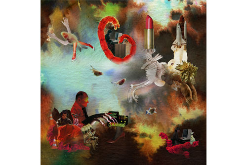 A character collage by professor Emily Denlinger. 