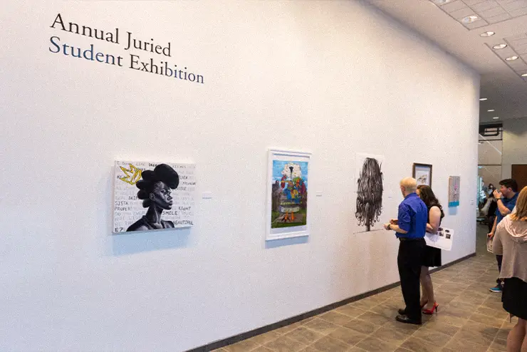 A studnet art gallery at Crisp Museum at the River Campus at SEMO a part of the experiential learning showcase opportunites on campus