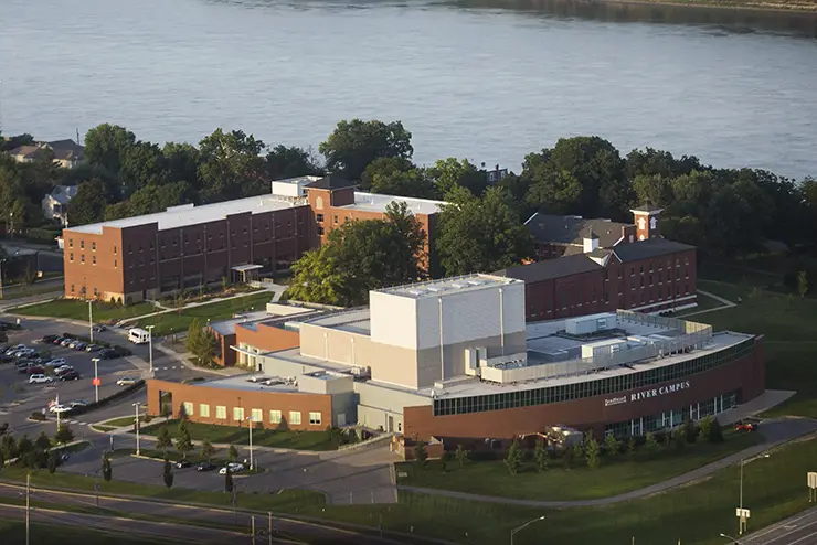 an aerial view of the River Campus buildings at semo Top Missouri school for experiential learning