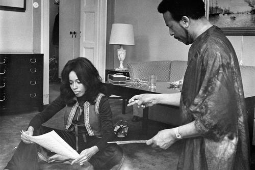 Dirk Benedict and Diana Sands on the set of Georgia, Georgia.