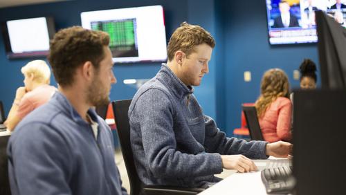SEMO business majors work on a business assignment in class at Dempster Hall. 