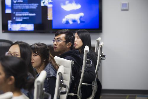 SEMO students observe a presentation during a meeting at Catapult Creative House. 