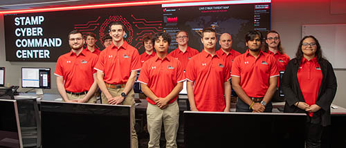 the 2024 semo cyberdefense team poses for a group photo inside the cyber command center