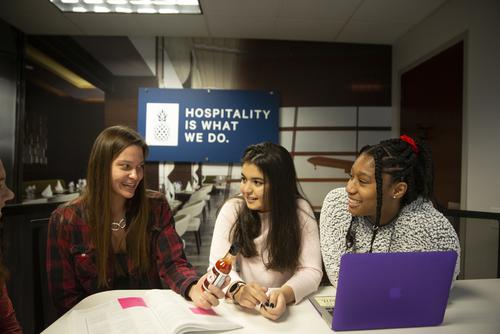Hospitality students working together