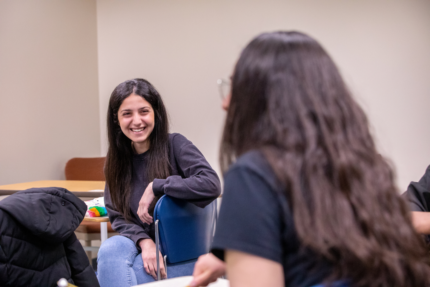 marketing management internship students smile in class