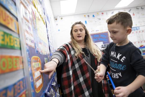 Emily Winchester student teaching at Jackson North Elementary. 