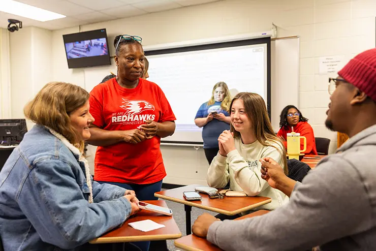 a faculty member talks to a group of students during a human development class at semo a top Missouri school for experiential learning