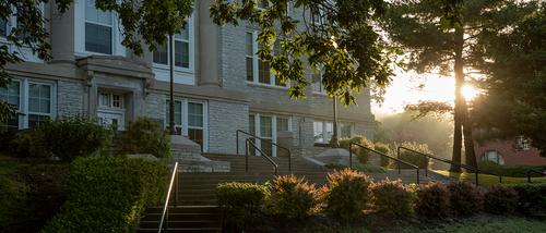 Crisp Hall at sunrise on the SEMO campus.