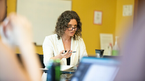The Spanish Teacher at SEMO talks during her class.